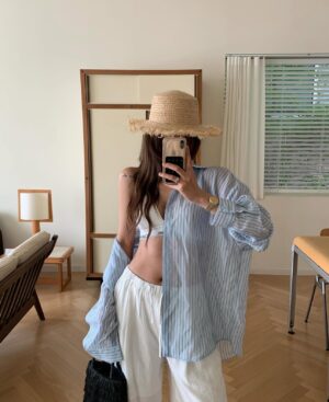 透視條紋襯衫